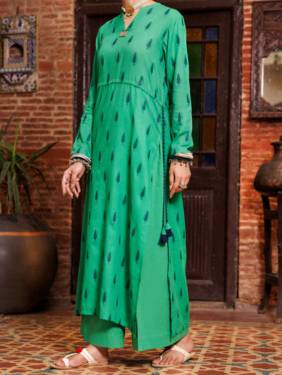 Yarn Dyed Green Kurti - Almirah