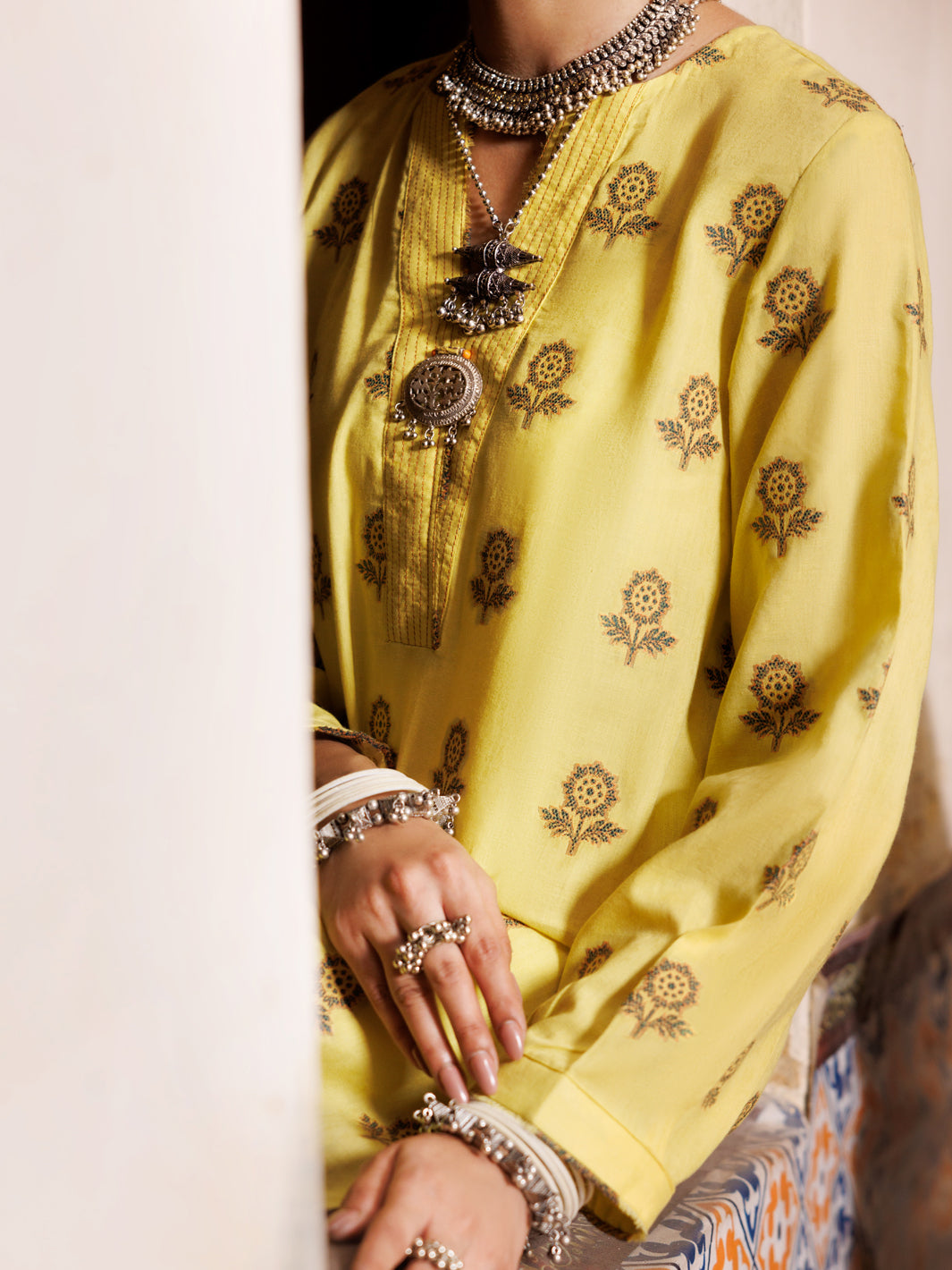 Yarn Dyed Yellow Kurti - Almirah