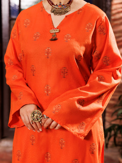 Yarn Dyed Orange Kurti - Almirah