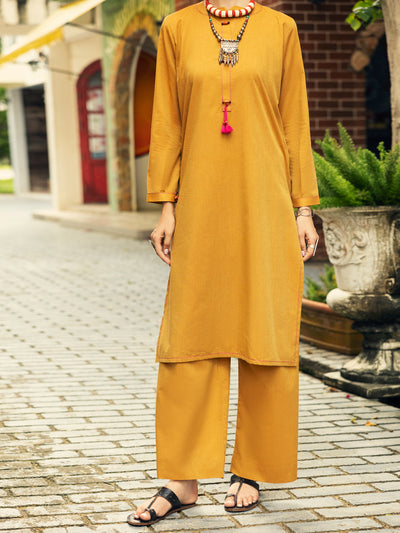 Yarn Dyed Mustard Stitched Suit - Almirah