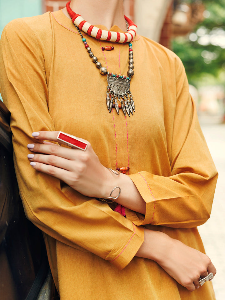 Yarn Dyed Mustard Stitched Suit - Almirah