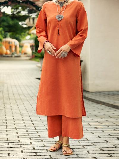 Yarn Dyed Peach Stitched Suit - Almirah