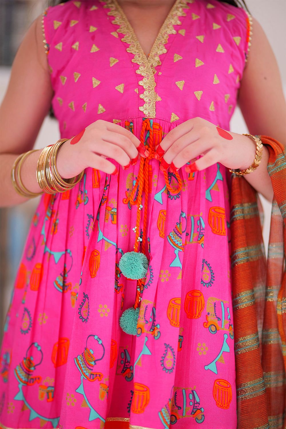 Cotton Gold Printed Lawn Shocking Pink 3 Piece Suit Cotton Gold Printed Lawn Shocking Pink 3 Piece Suit