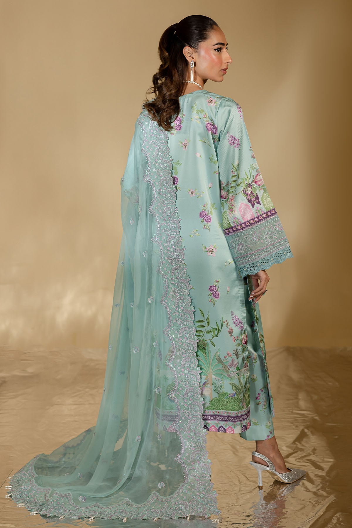 Silk Sky Blue Stitched Suit - Nureh