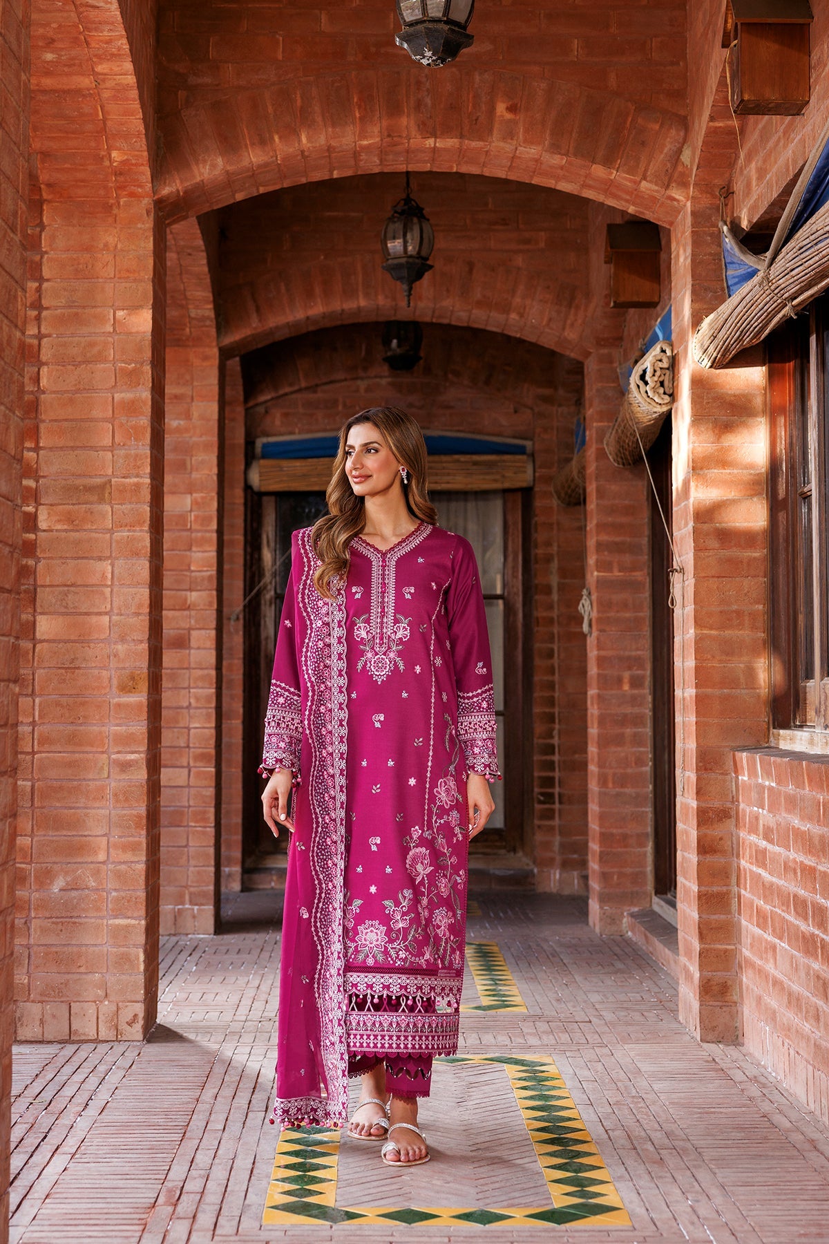 Rosy Somber - Farasha Luxury Festive Stitched