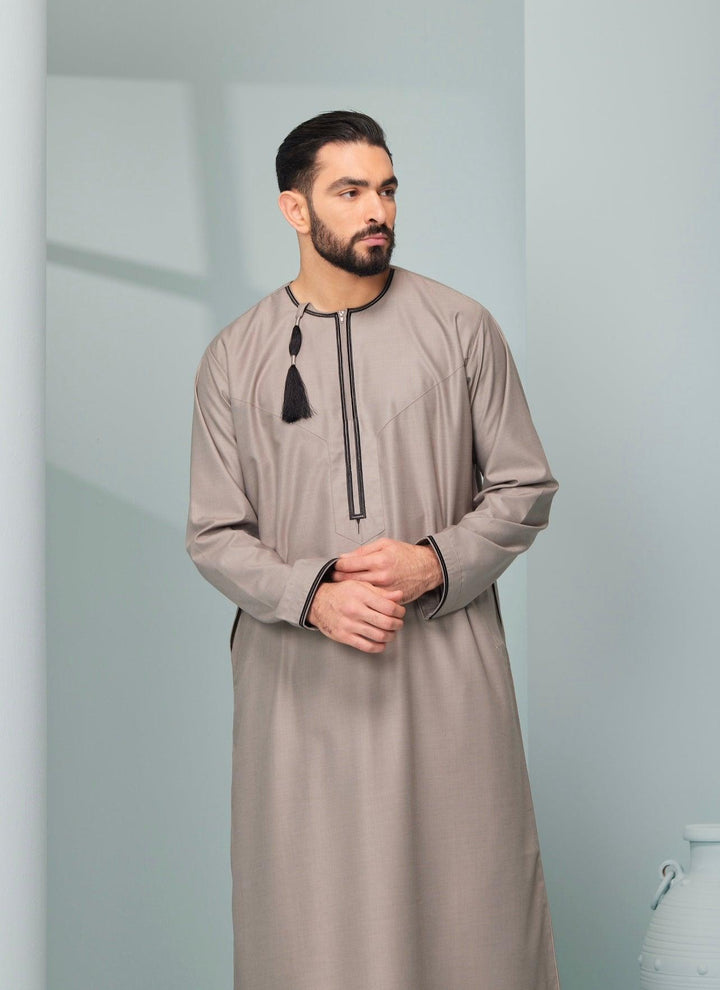 Omaar Beige and Black Premium Jubba - Jiah