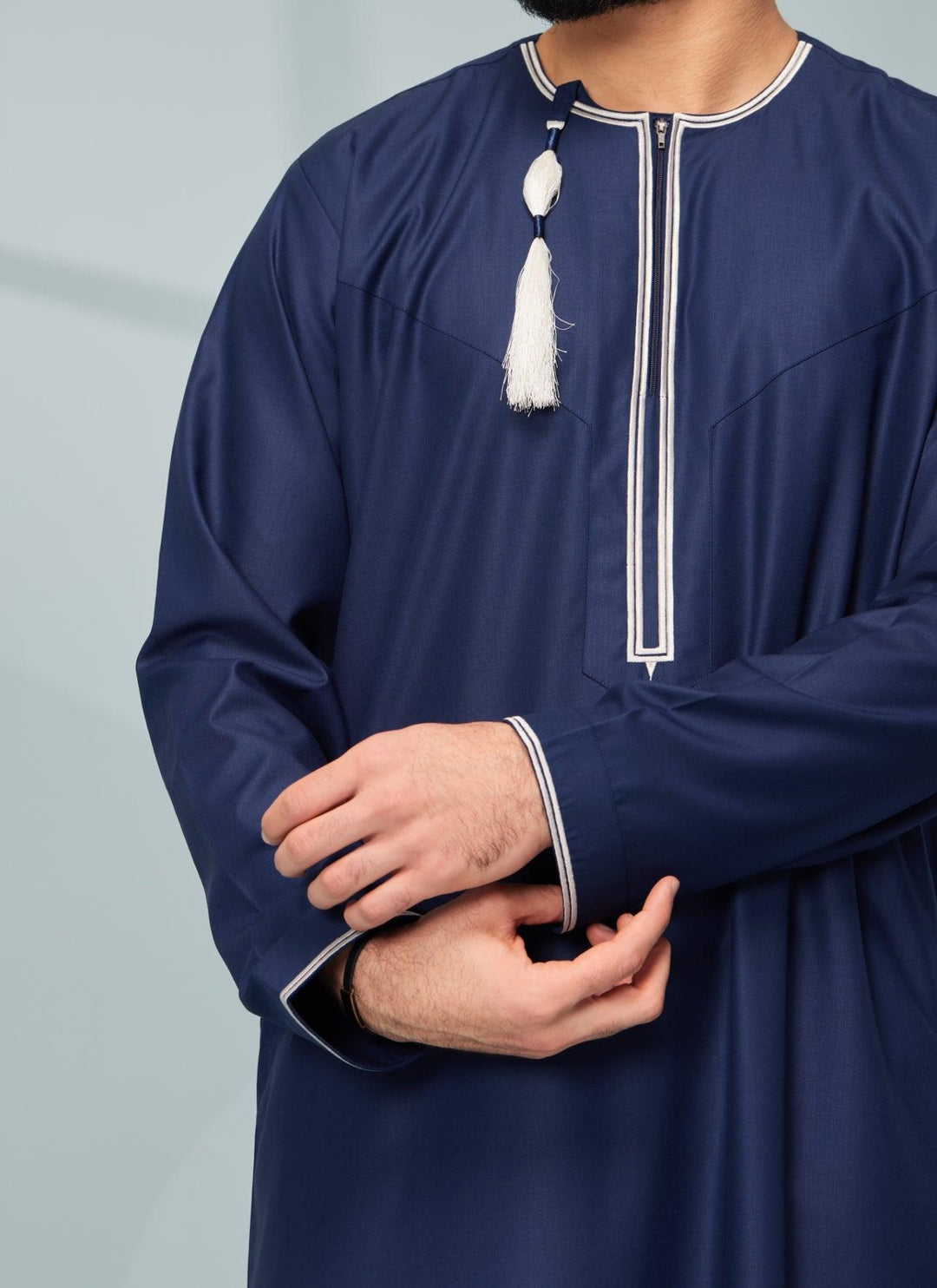 Omaar Navy and Cream Premium Jubba - Jiah