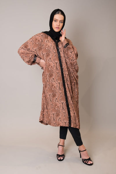 Snake Print Embellished Kaftan