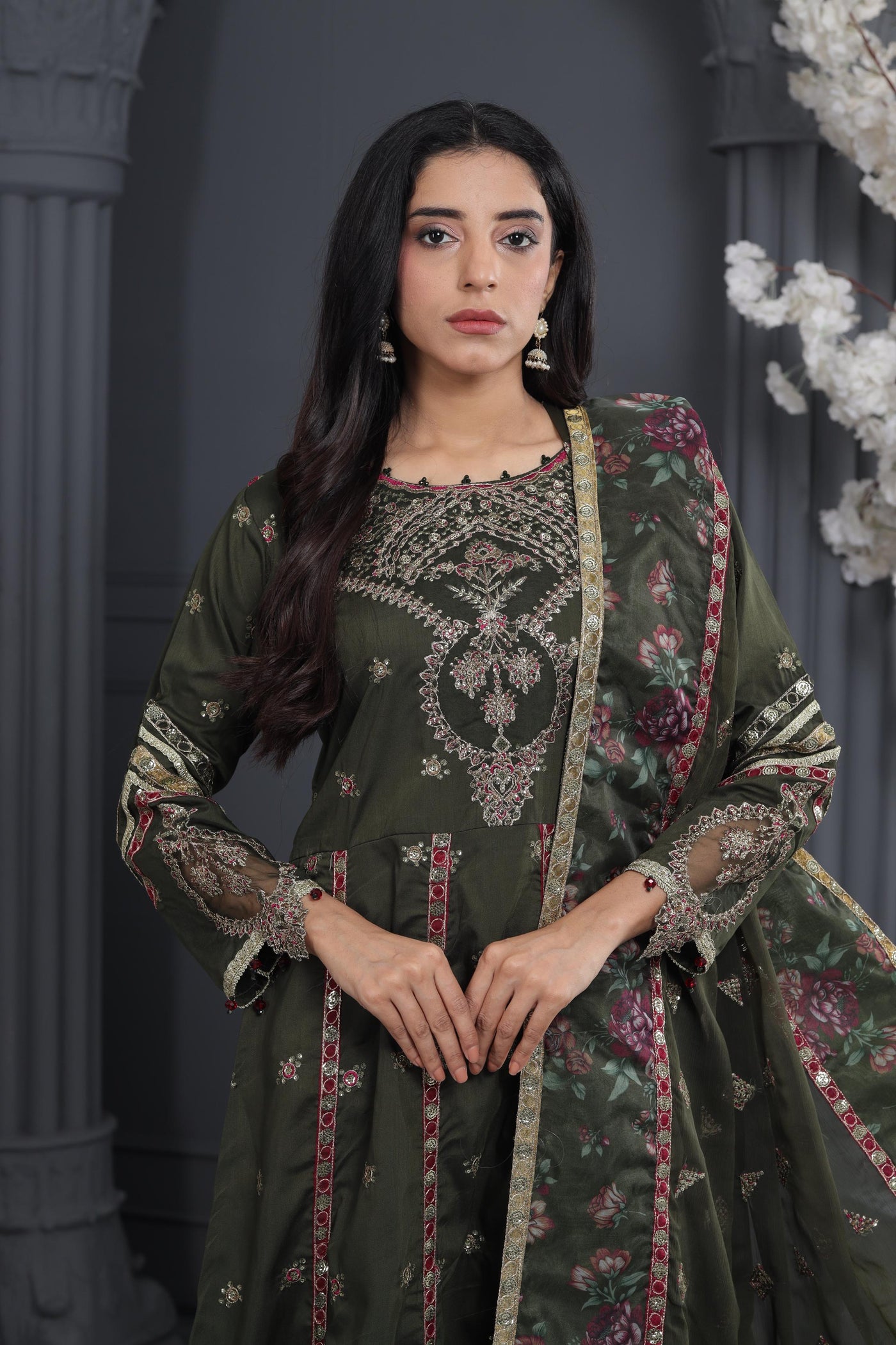 Pine - Alizeh Luxe - Luxury Raw Silk Stitched