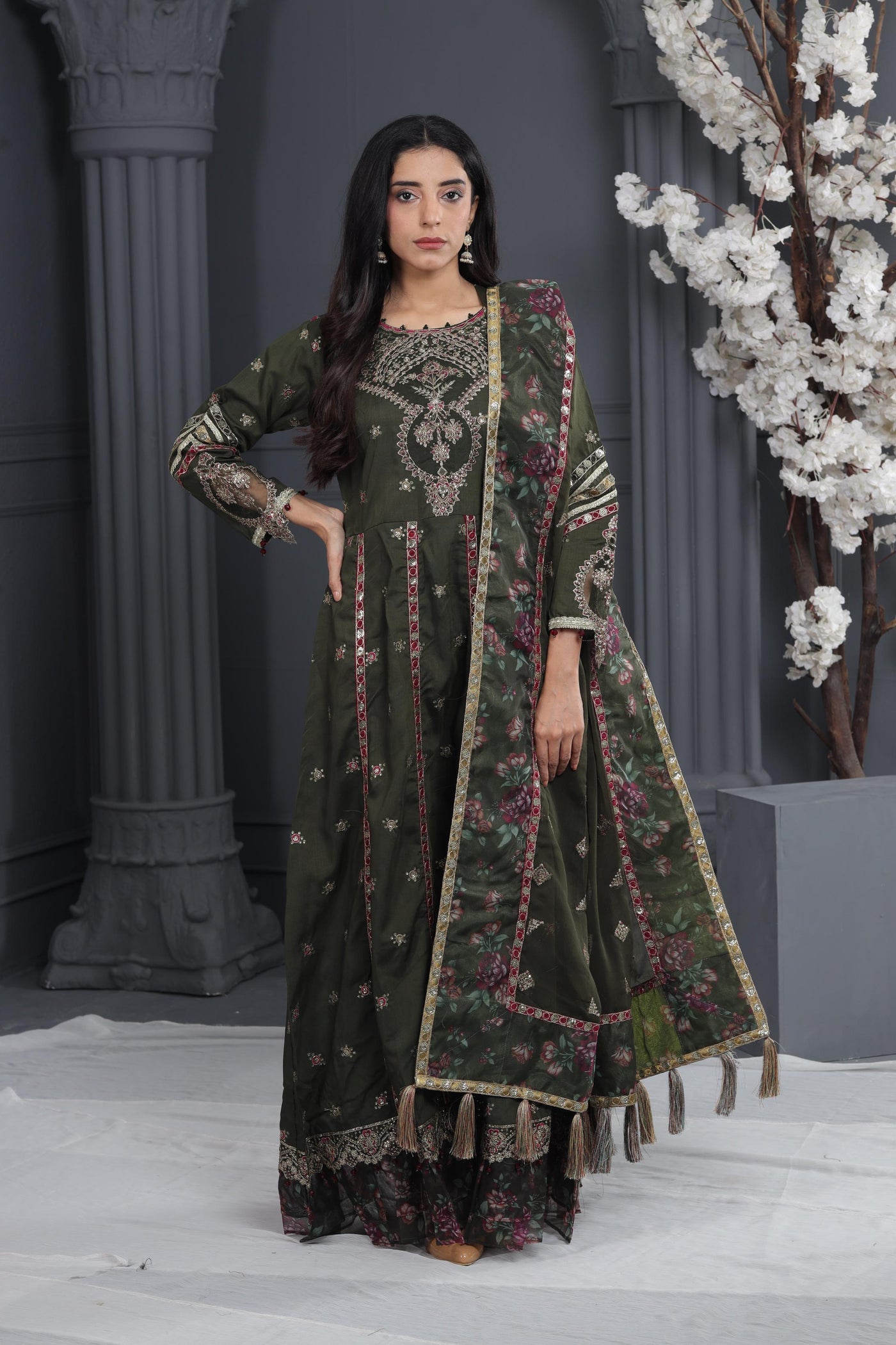 Pine - Alizeh Luxe - Luxury Raw Silk Stitched