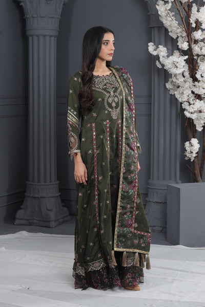 Pine - Alizeh Luxe - Luxury Raw Silk Stitched