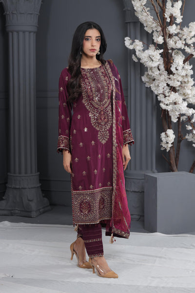 Scarlet - Alizeh Luxe - Luxury Raw Silk Stitched