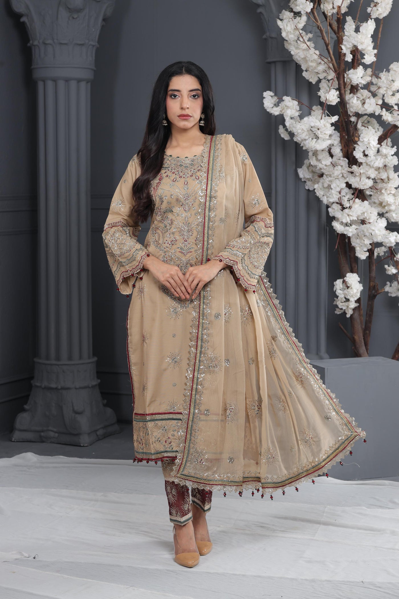 Oak - Alizeh Luxe - Luxury Raw Silk Stitched