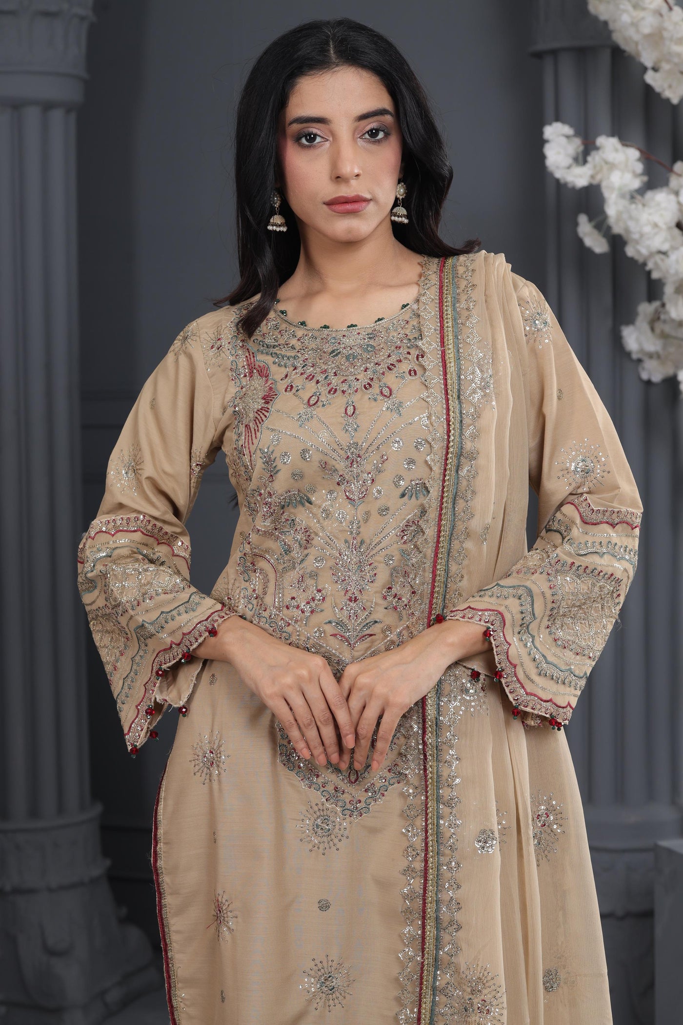 Oak - Alizeh Luxe - Luxury Raw Silk Stitched