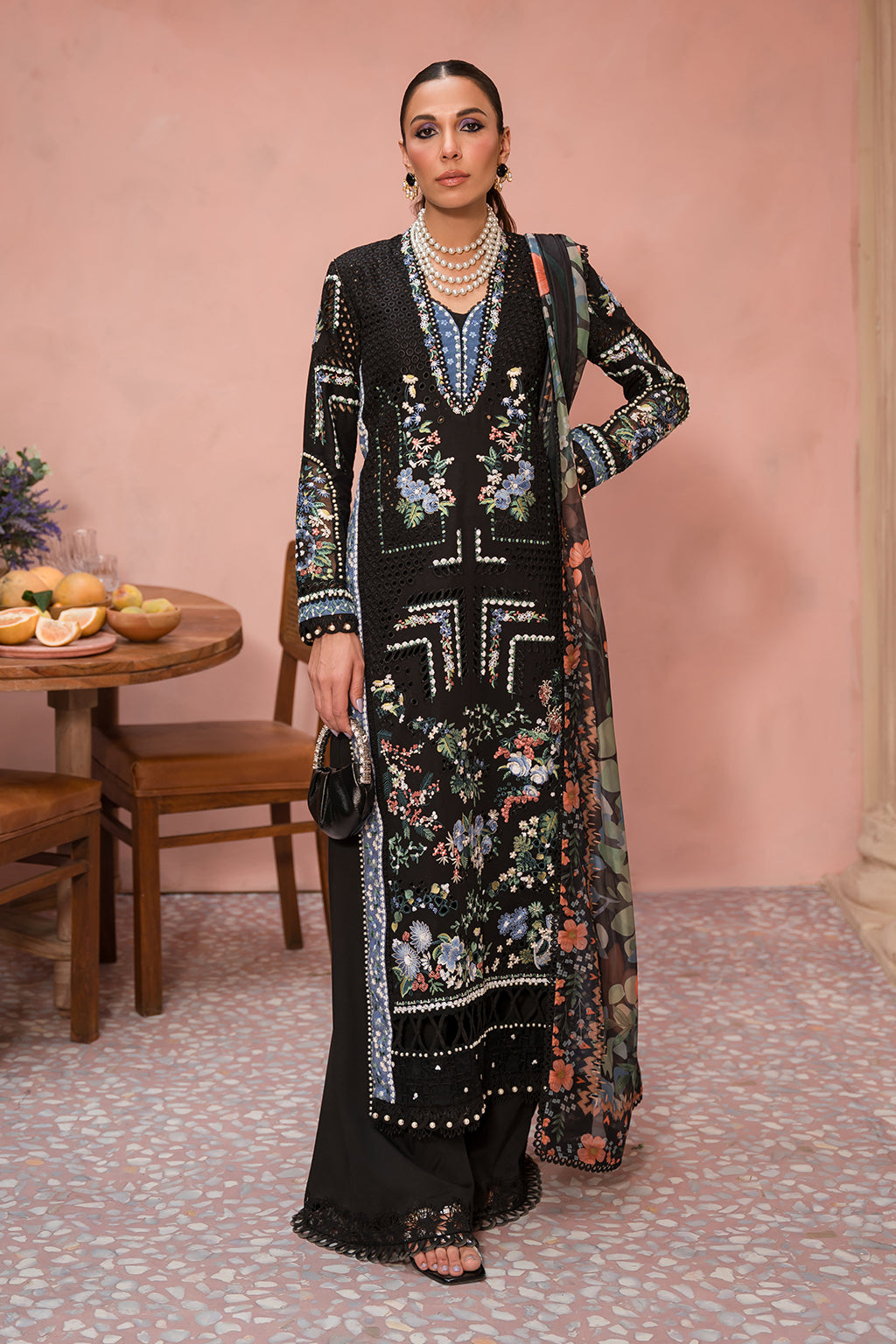 Midnight Muse - Afrozeh Garden Embroidered Stitched