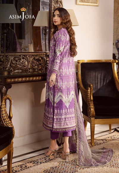 Cambric Purple Stitched Suit - Asim Jofa