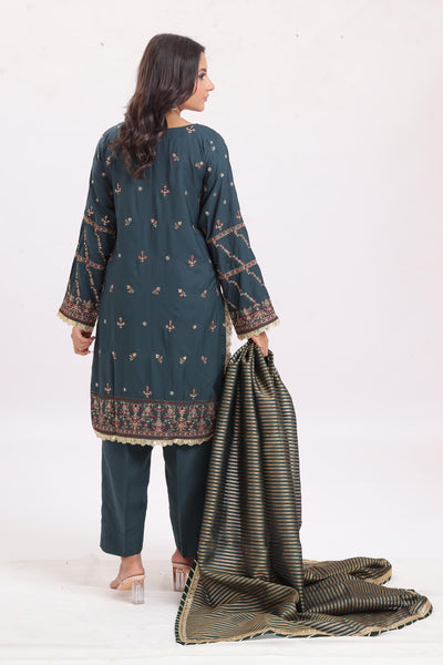 Chiffon Green Stitched Suit - Asim Jofa