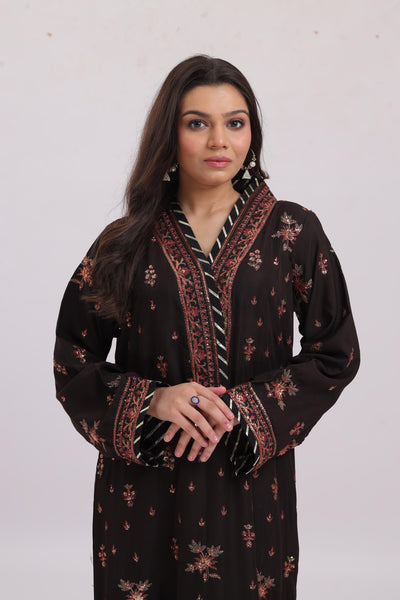 Boski Silk Brown Kaftan - Asim Jofa