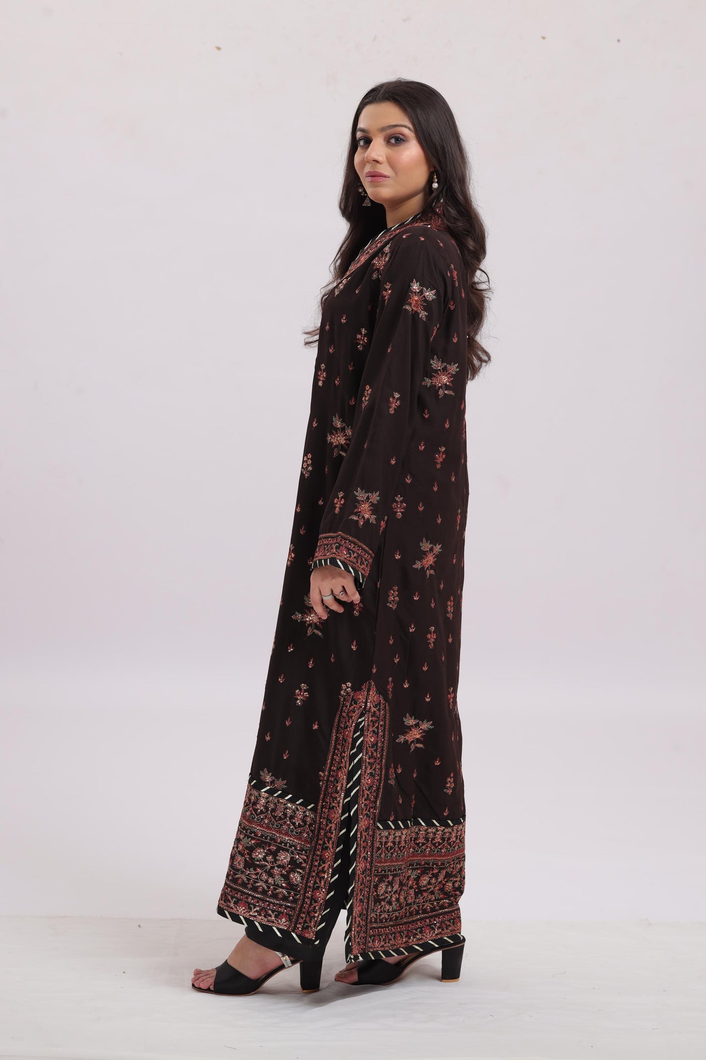 Boski Silk Brown Kaftan - Asim Jofa