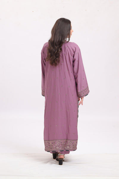 Embroidered Silk Lavender Stitched Suit - Asim Jofa