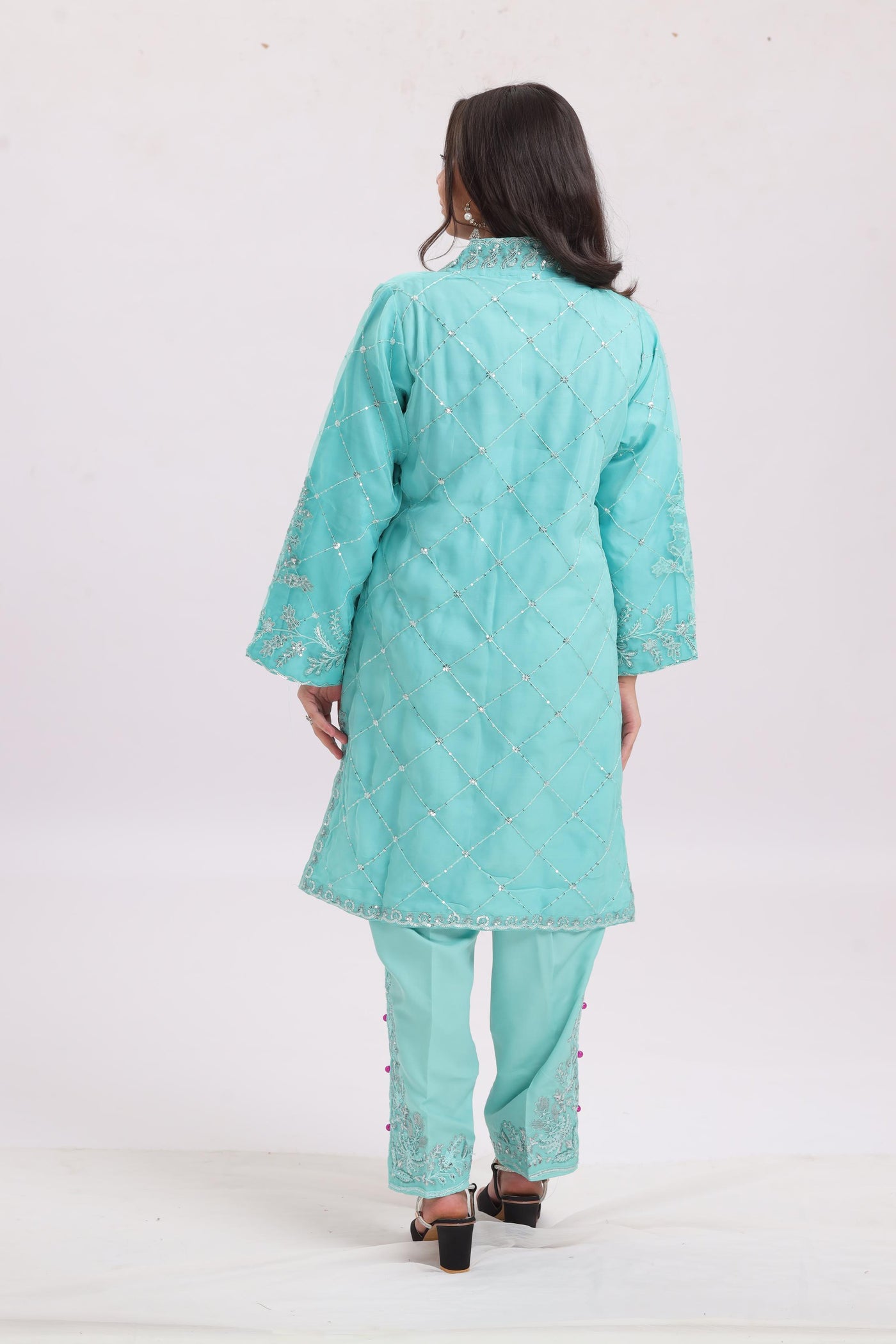 Embroidered Organza Green Stitched Suit - Asim Jofa