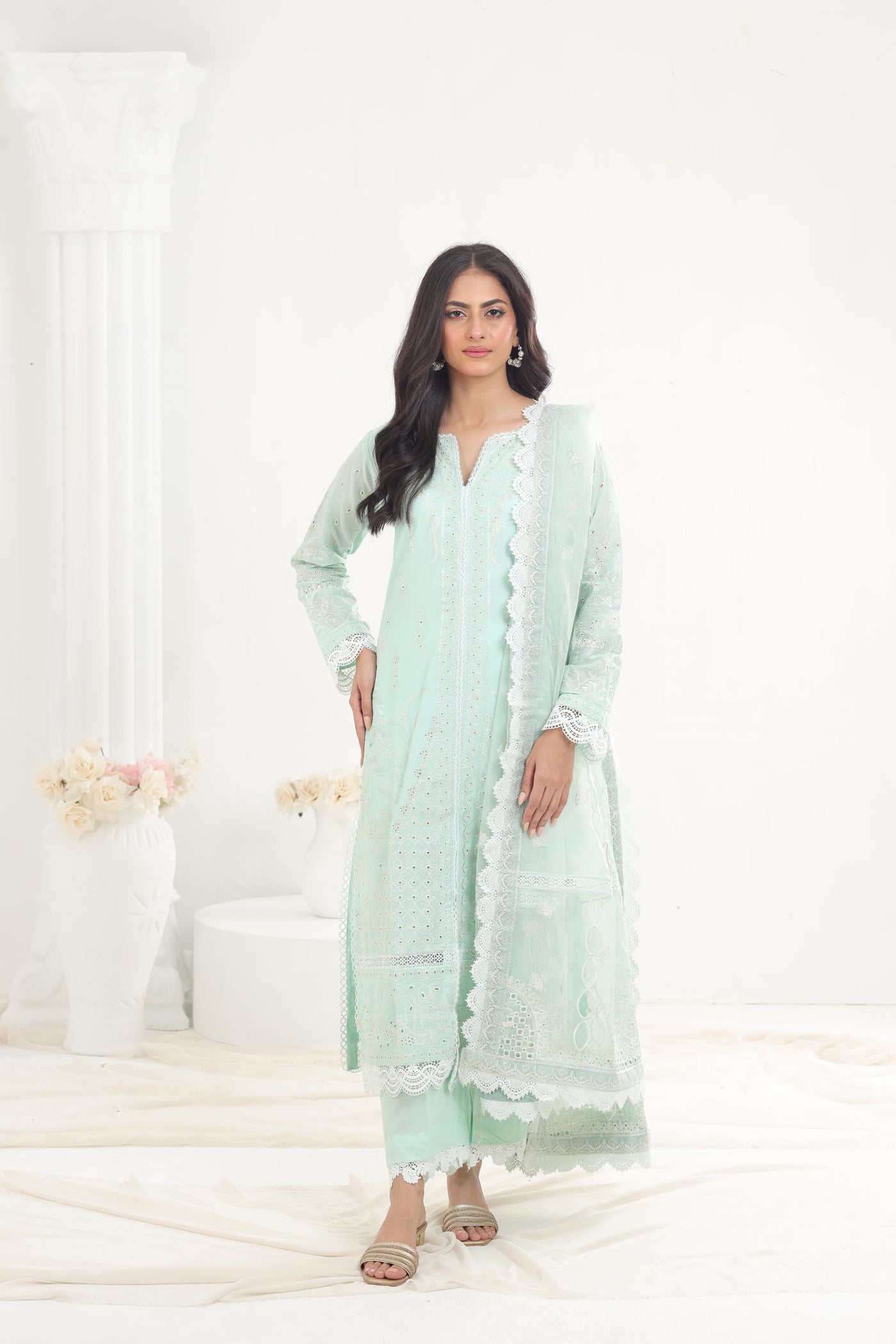 Greyish - Afrozeh Chikankari Lawn Stitched