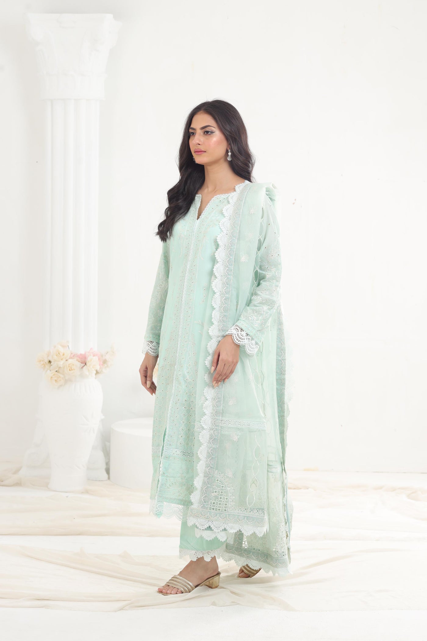 Greyish - Afrozeh Chikankari Lawn Stitched