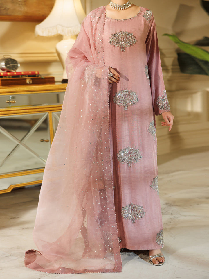 Raw Silk Light Purple Stitched Suit - Almirah