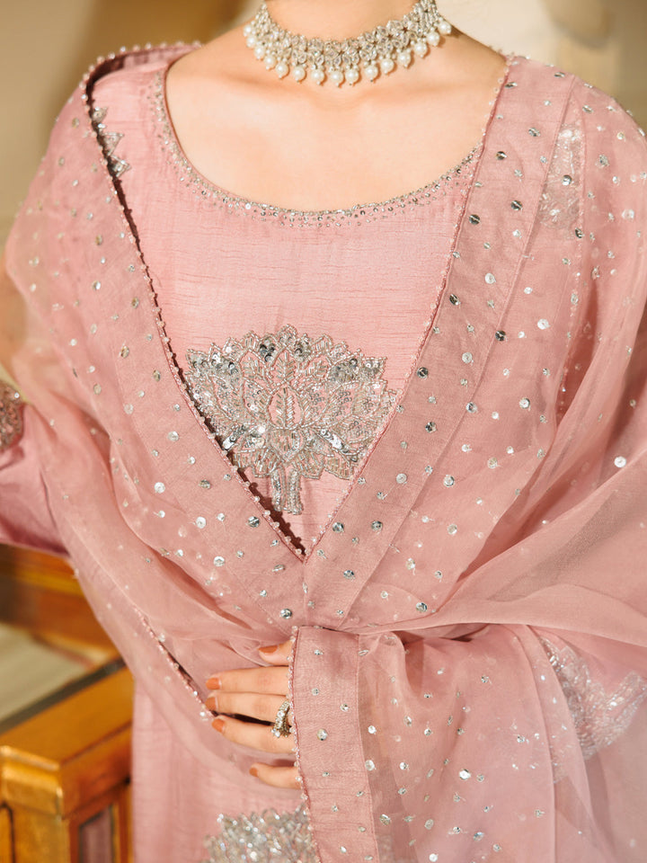 Raw Silk Light Purple Stitched Suit - Almirah