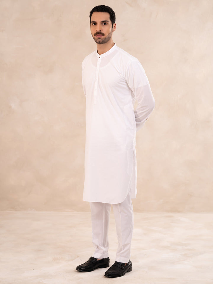 Cotton White Kurta Trouser - Almirah