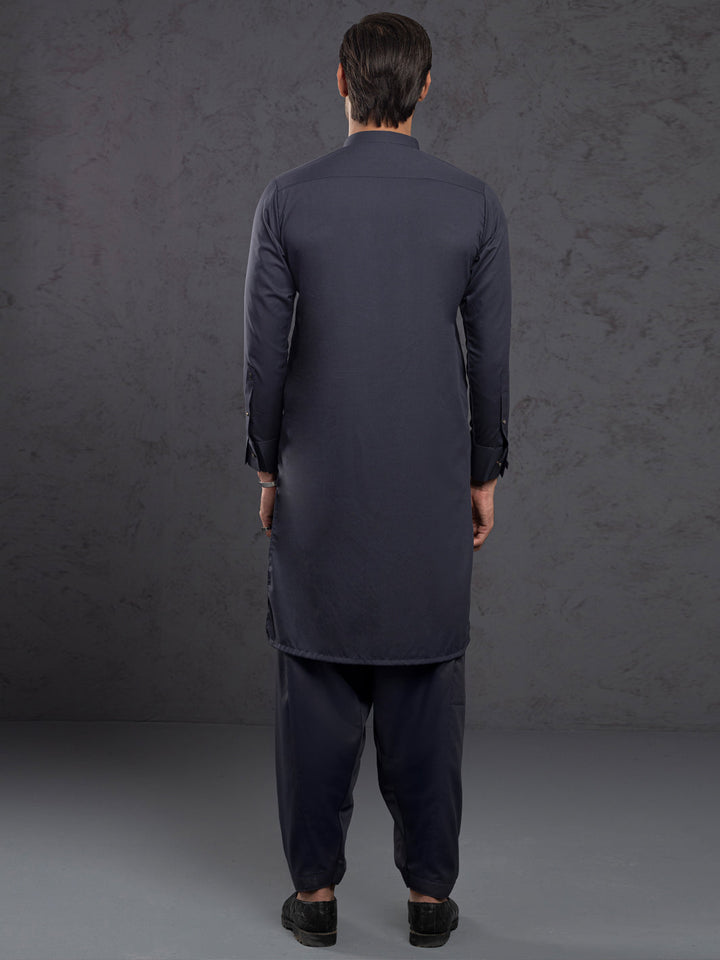 Blended Grey Kurta Trouser - Almirah