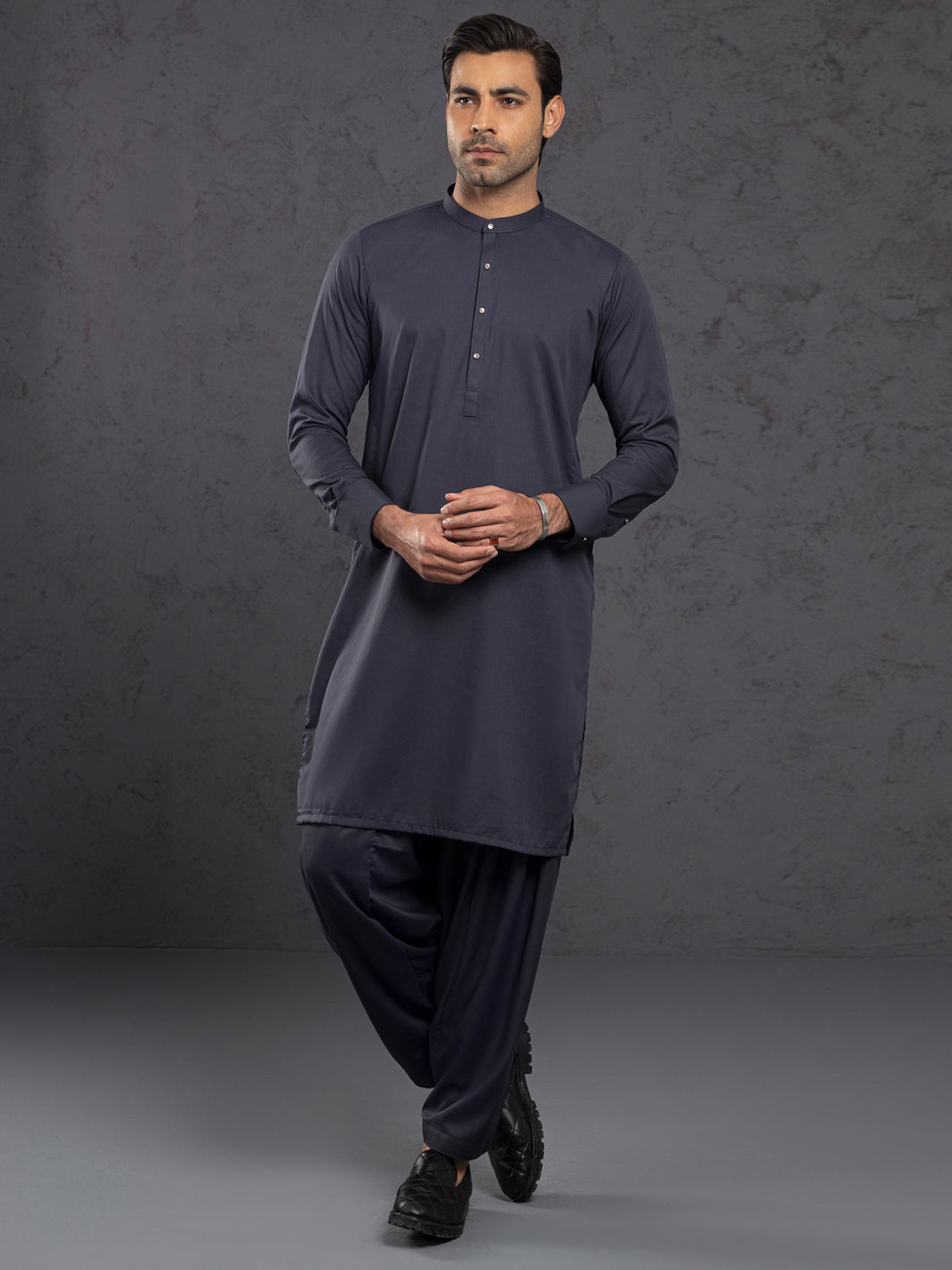 Blended Grey Shalwar Kameez - J. Junaid Jamshed