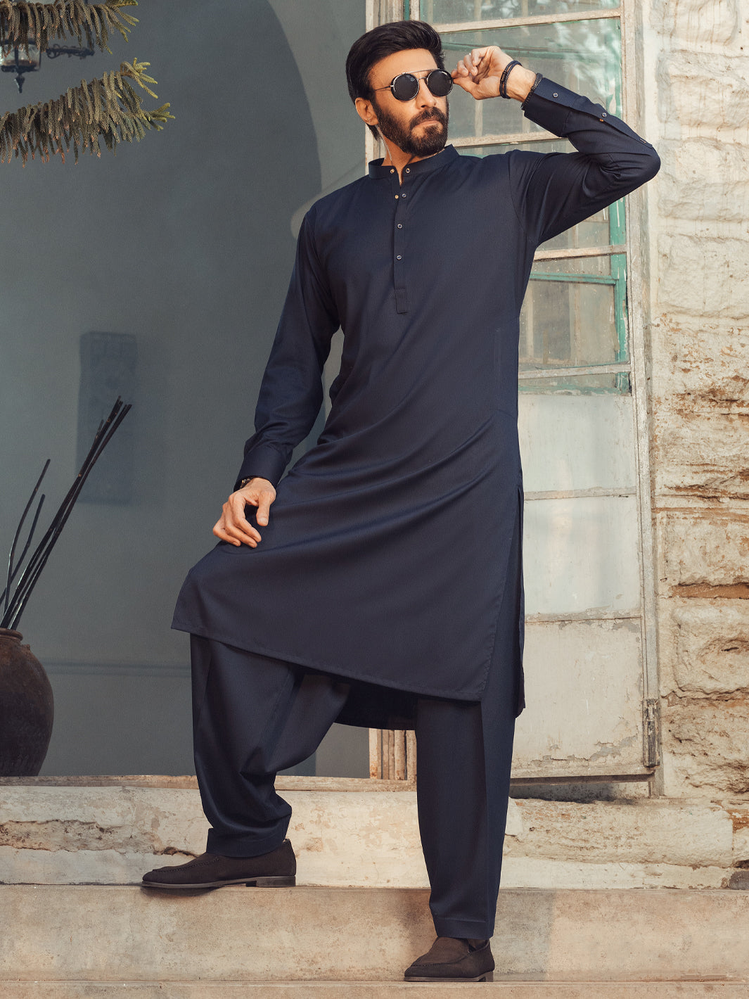 Blended Midnight Blue Shalwar Kameez - J. Junaid Jamshed