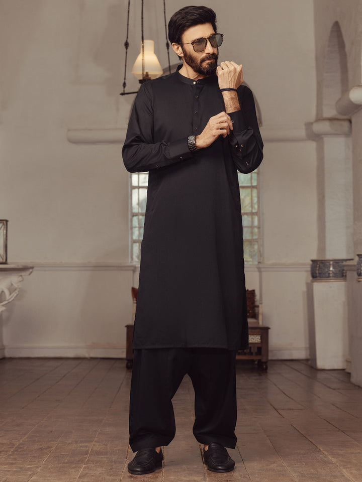 Blended Black Shalwar Kameez - J. Junaid Jamshed