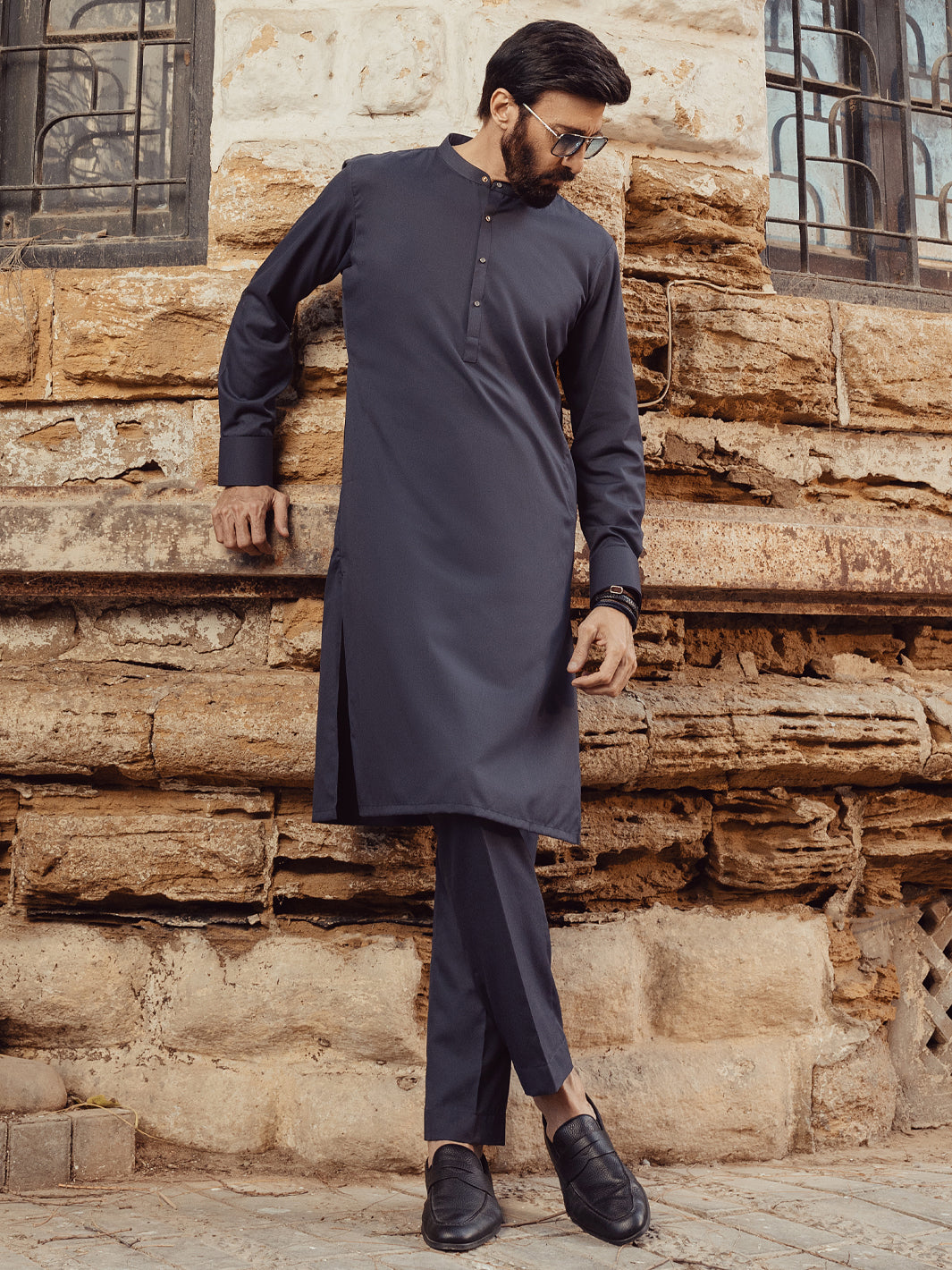 Blended Grey Kurta Trouser - Almirah