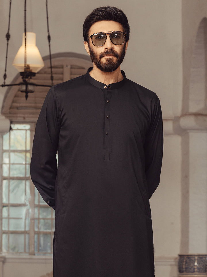 Blended Black Shalwar Kameez - J. Junaid Jamshed