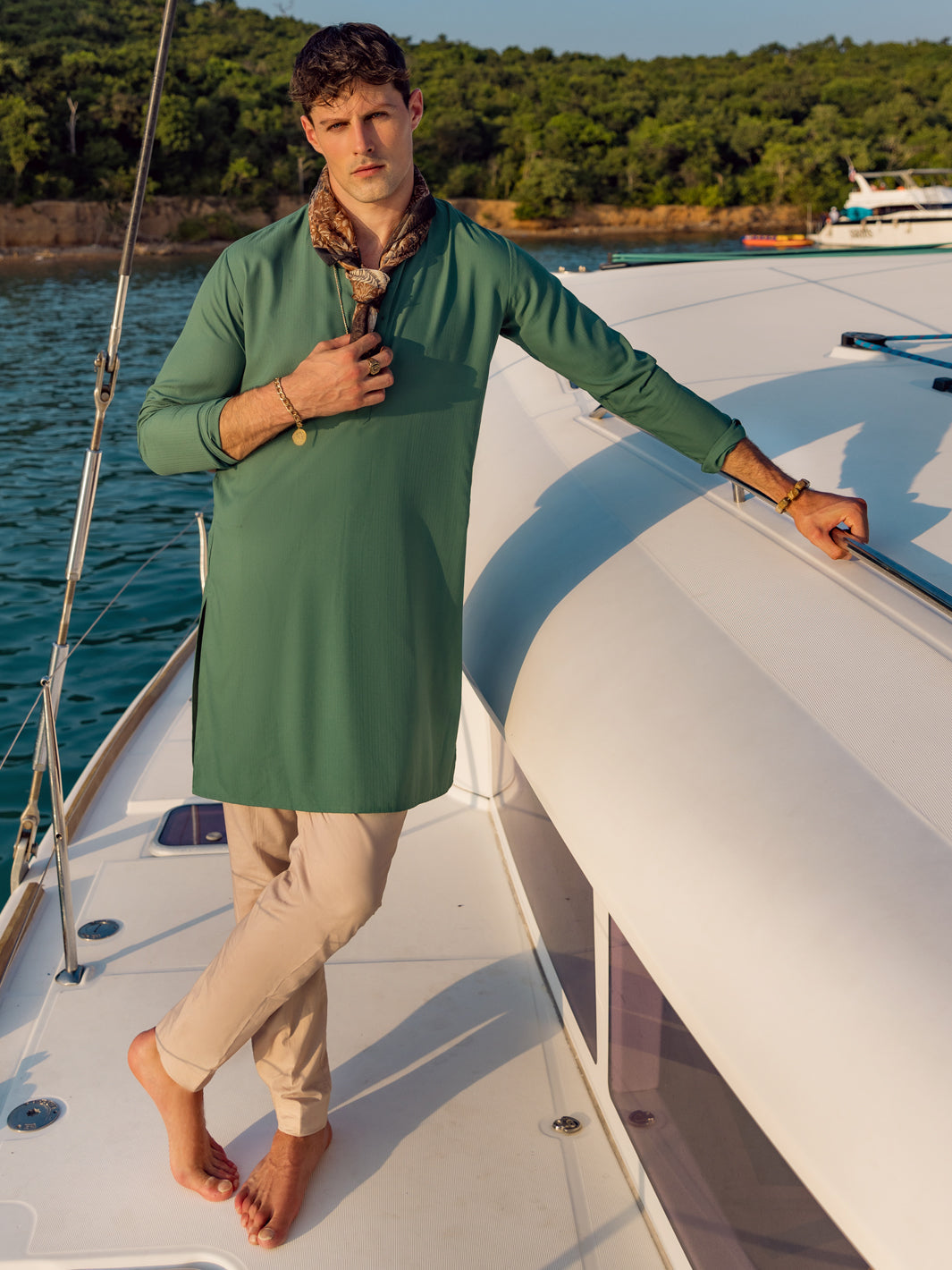 Polyester Viscose Green Kurta - Almirah