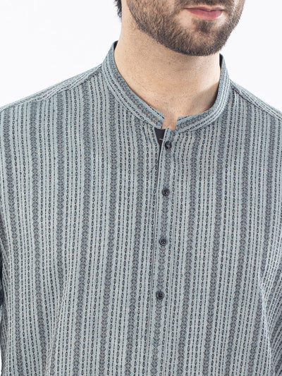 Cotton Teal Grey Kurta - Almirah