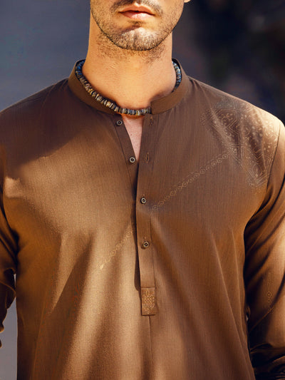 Polyester Viscose Brown Kurta - Almirah