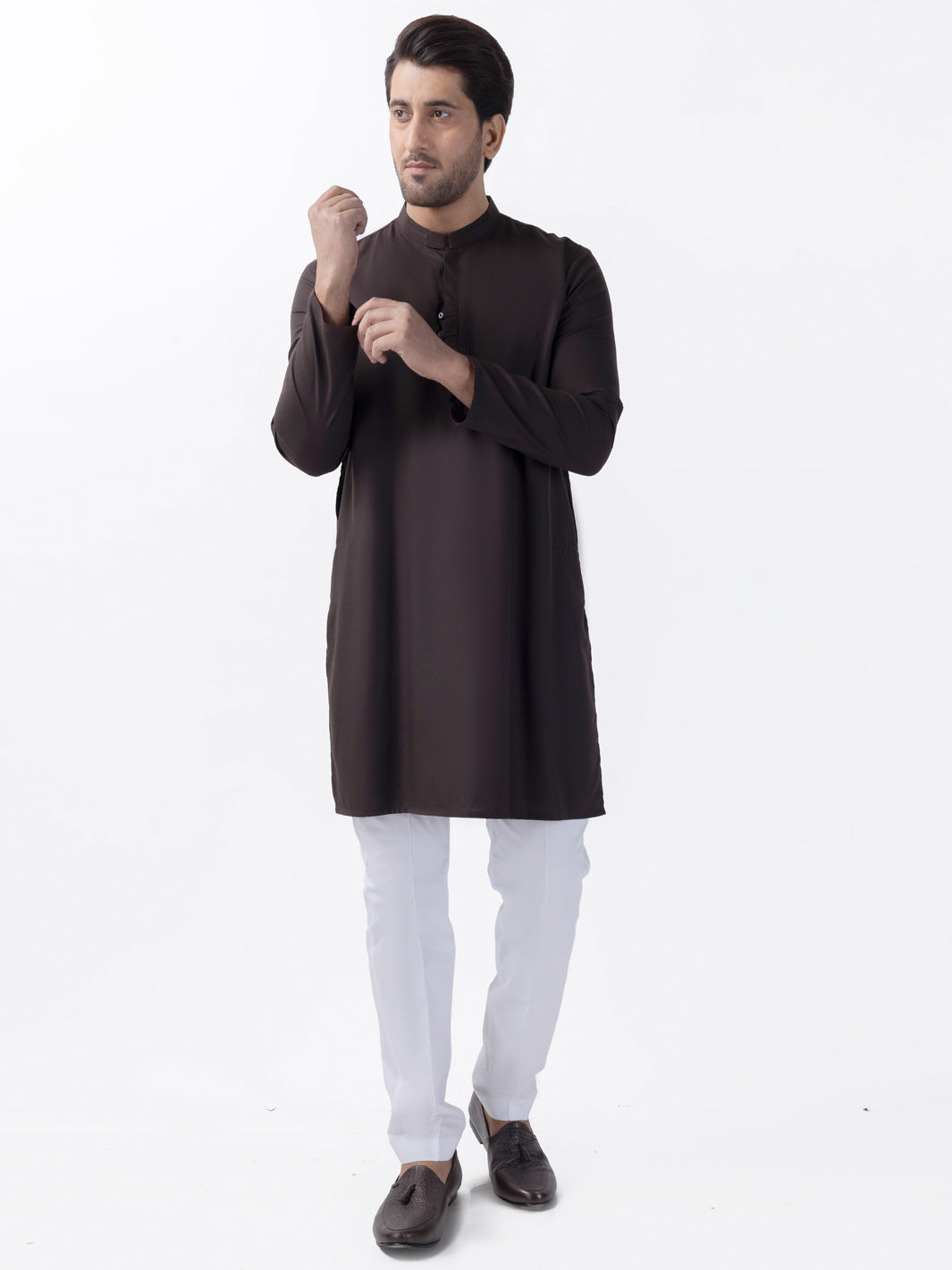 Blended Dark brown Kurta - Almirah