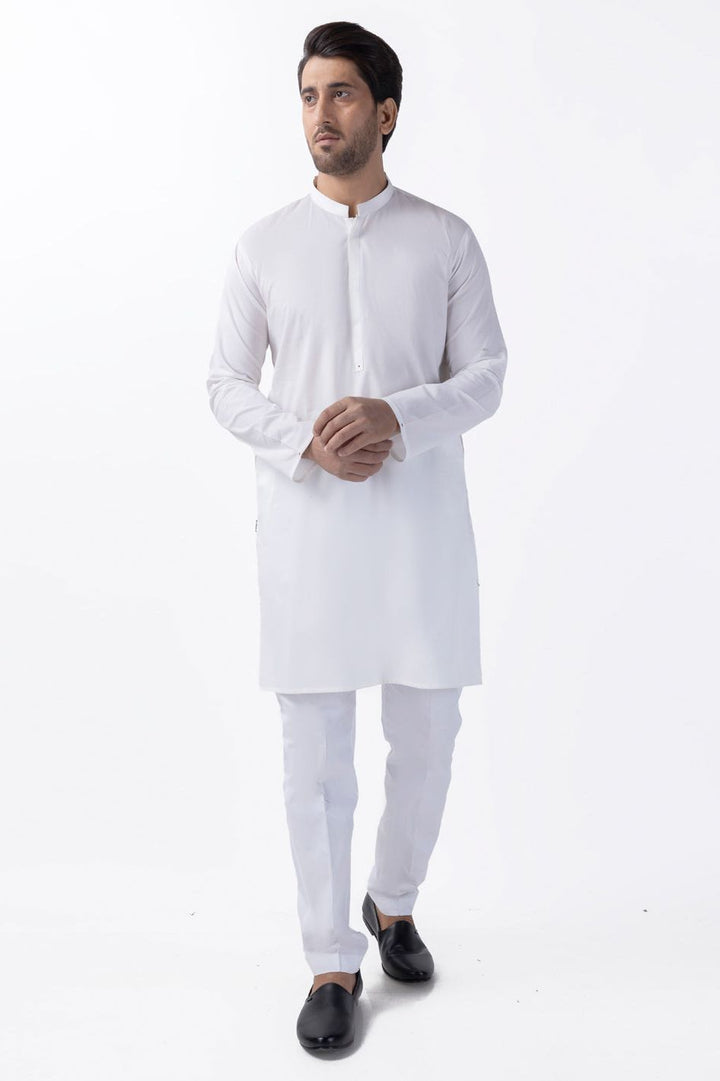 Blended White Kurta - Almirah