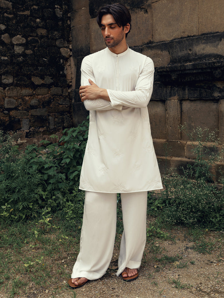 Blended White Kurta - Almirah