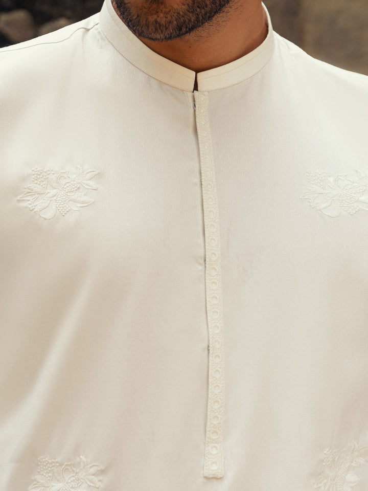 Blended White Kurta - Almirah