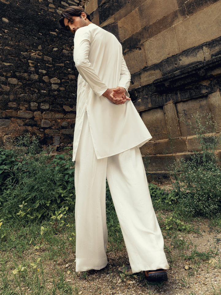 Blended White Kurta - Almirah
