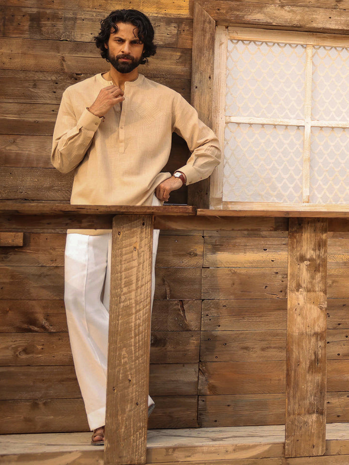 Cotton Beige Kurta - Almirah