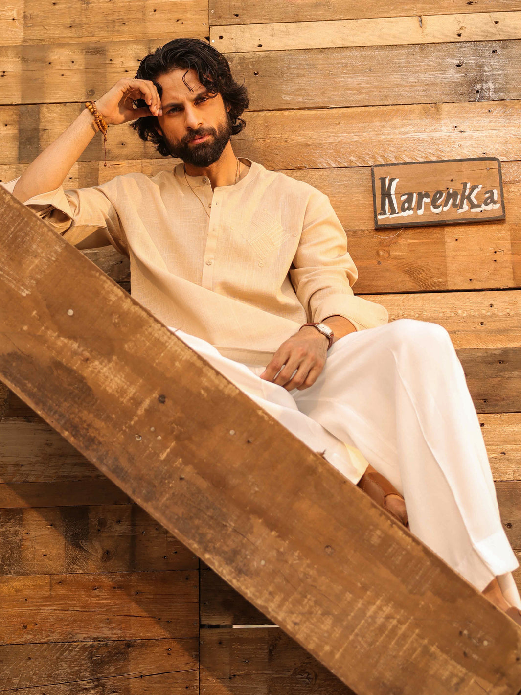 Cotton Beige Kurta - Almirah