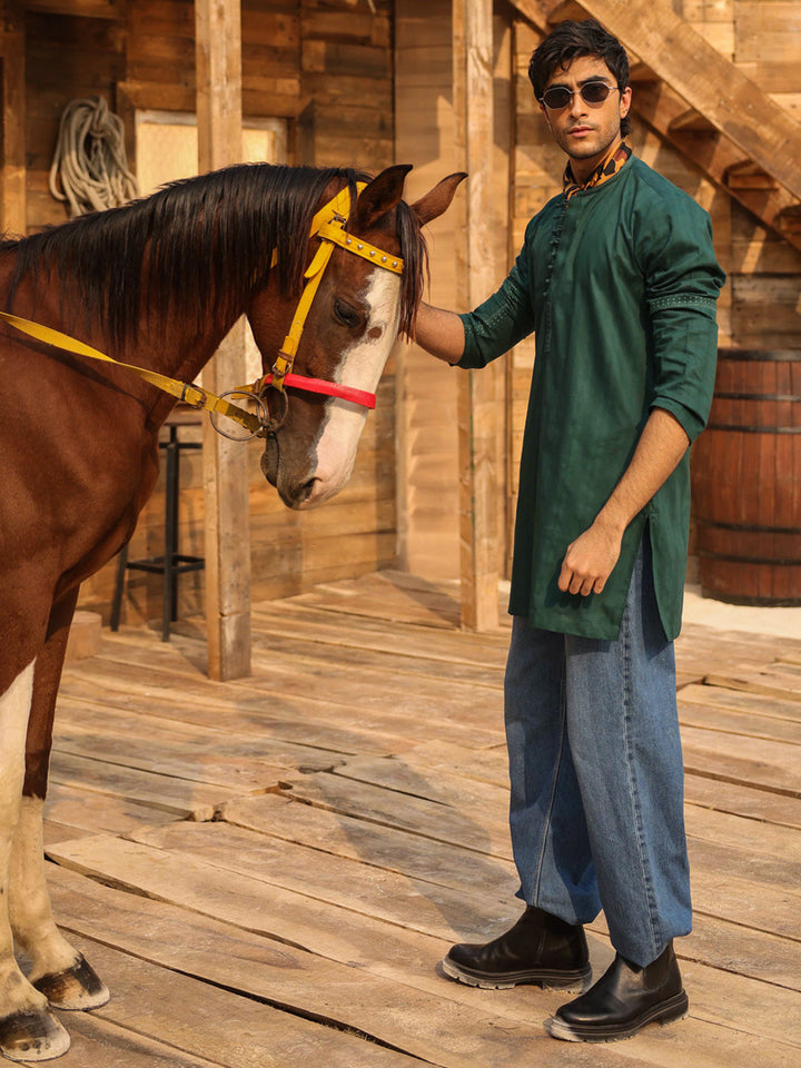 Cotton Green Kurta - Almirah