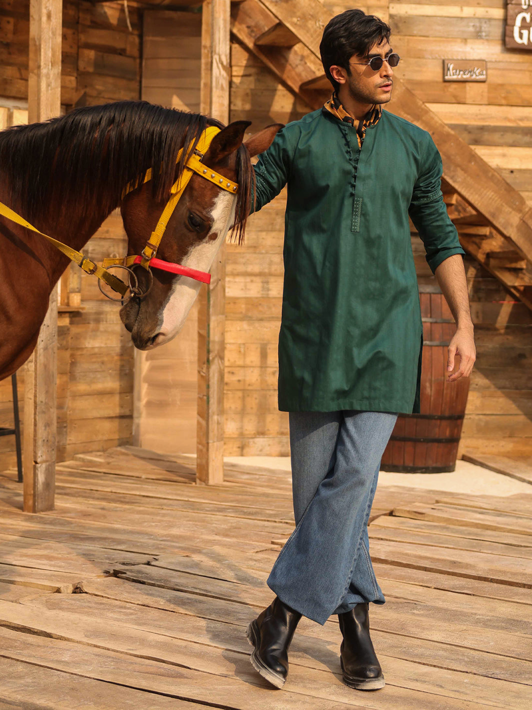 Cotton Green Kurta - Almirah