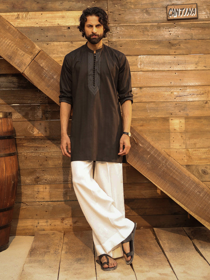 Cotton Black Kurta - Almirah