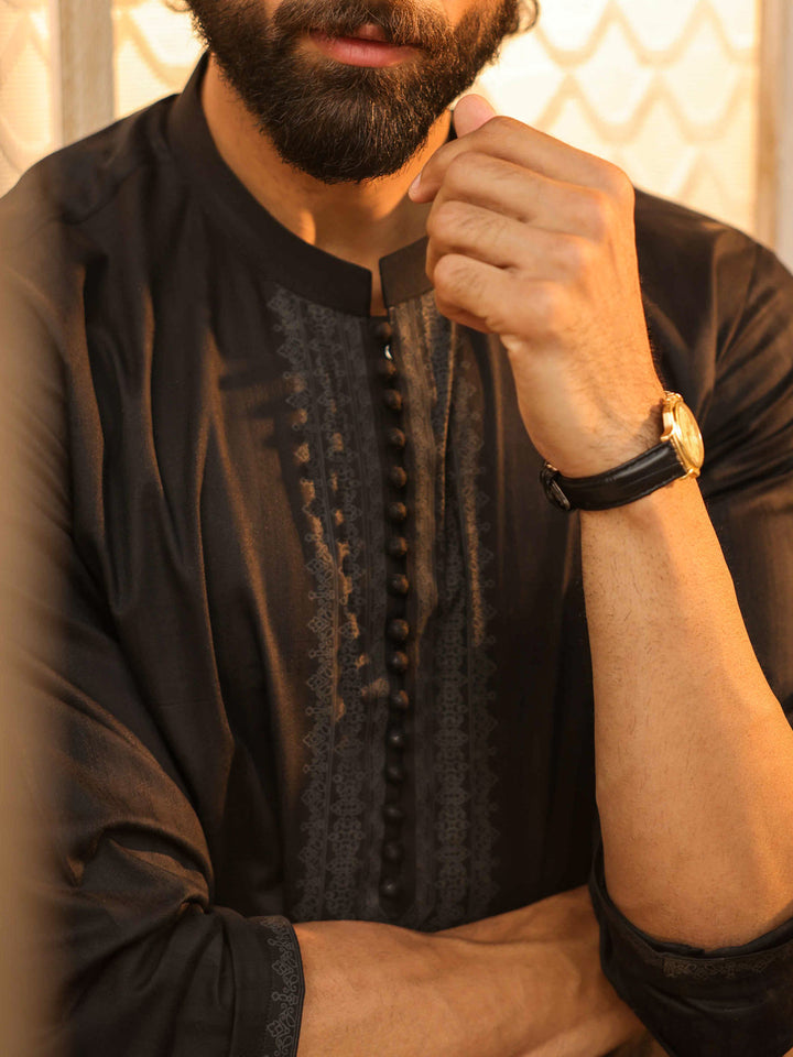 Cotton Black Kurta - Almirah